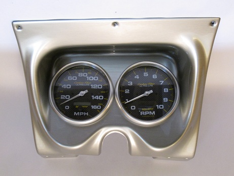 67-68 Camaro 2-Hole Brushed Aluminum Classic Dash with Carbon Fiber Autometer 5" Speedo & Tach